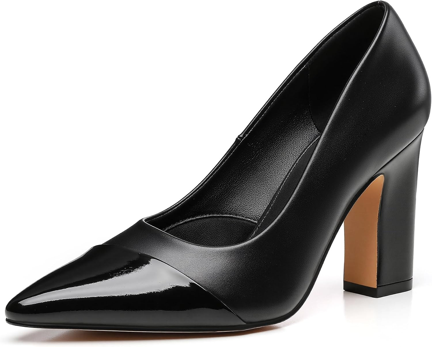 Trary Heels for Women Closed Pointed Toe Chunky Pumps Shoes Women Block High Heels Comfortable Slip-On Dress Office Party Wedding Shoes 3.54" Heel | Amazon (US)
