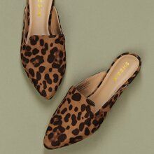 Pointed Toe Leopard Flat Slide Mules | SHEIN