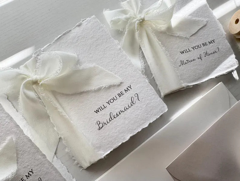 Bridesmaid Proposal Card With Ribbon | Maid of Honor Proposal Card | Deckled Edge - Etsy | Etsy (IT)