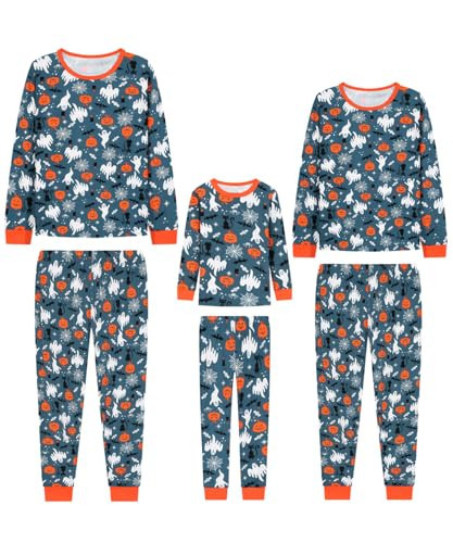 Joyond Matching Family Halloween Pajamas Women Halloween PJs 100% Cotton Holiday Pjs Spooky Sleepwear Long Sleeves Sets Woman Size M | Amazon (US)