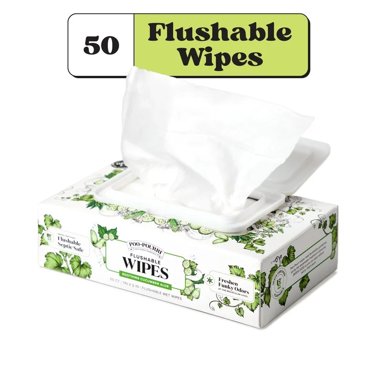 Poo~Pourri Flushable Wipes, Cucumber Aloe Scent, 50ct | Walmart (US)
