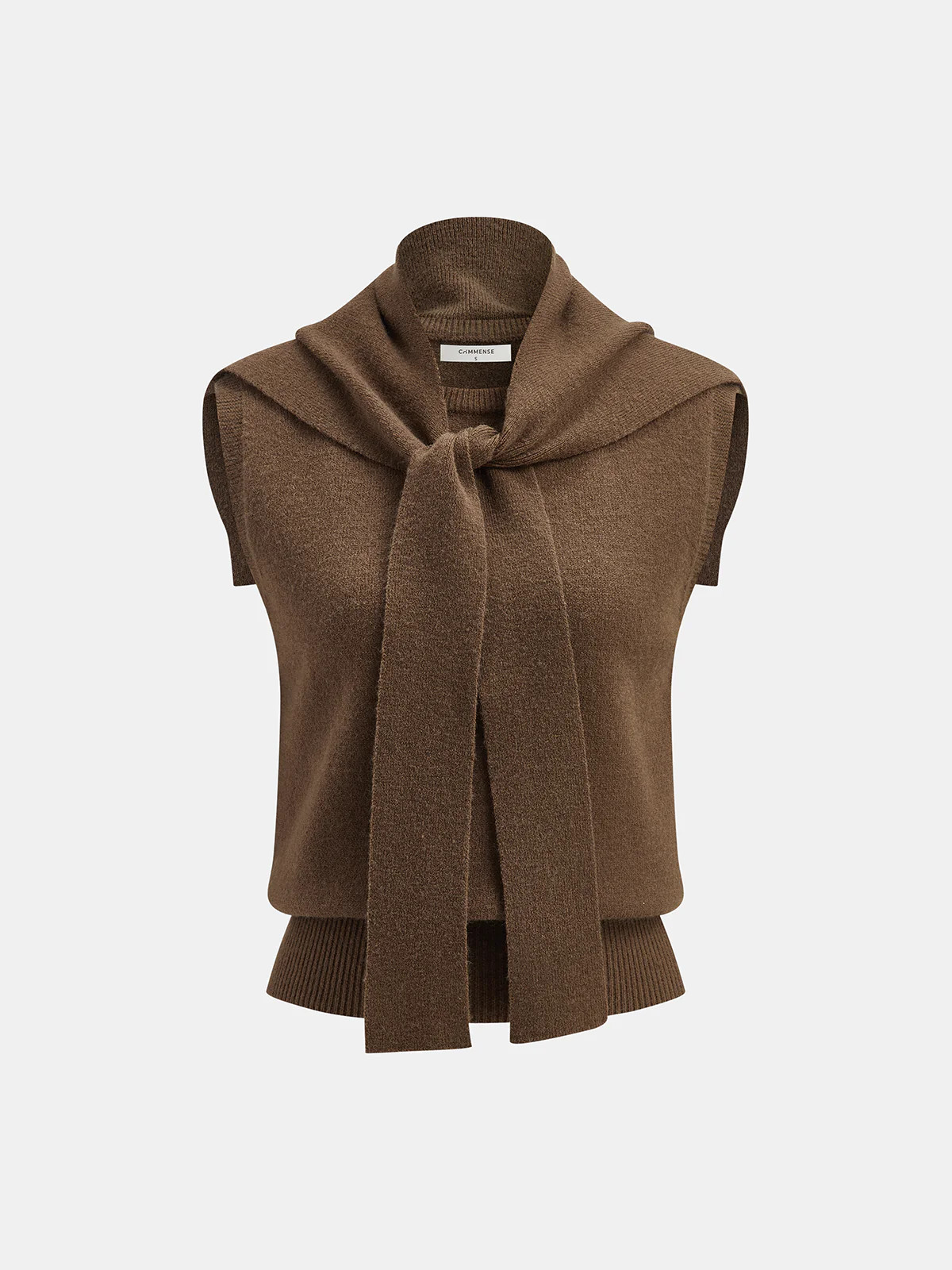 Sleeveless Knit Vest with Shawl Detail | Commense