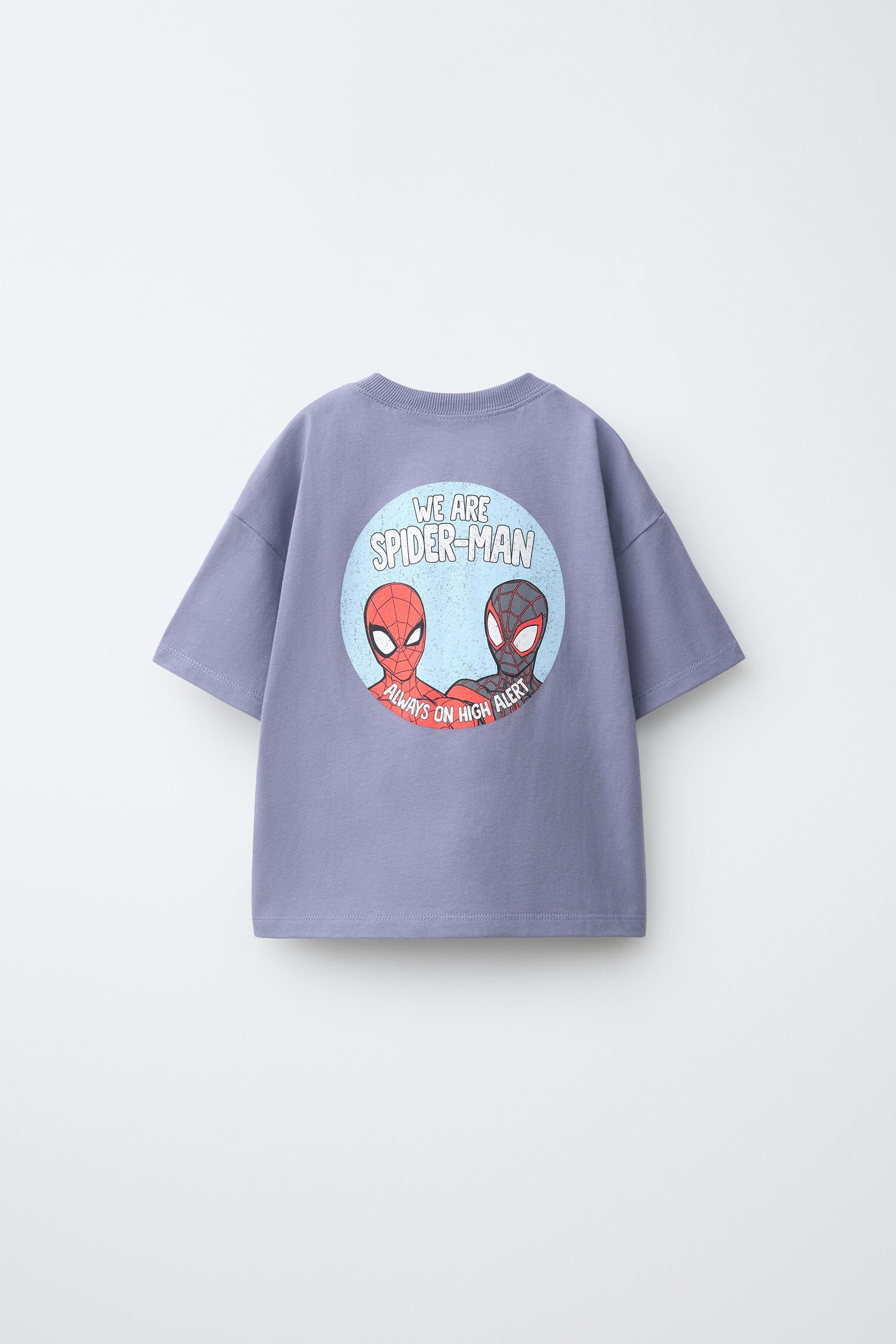 Round neck short sleeve T-shirt. Spider-Man \u00a9 Marvel print on front and back. | Zara US
