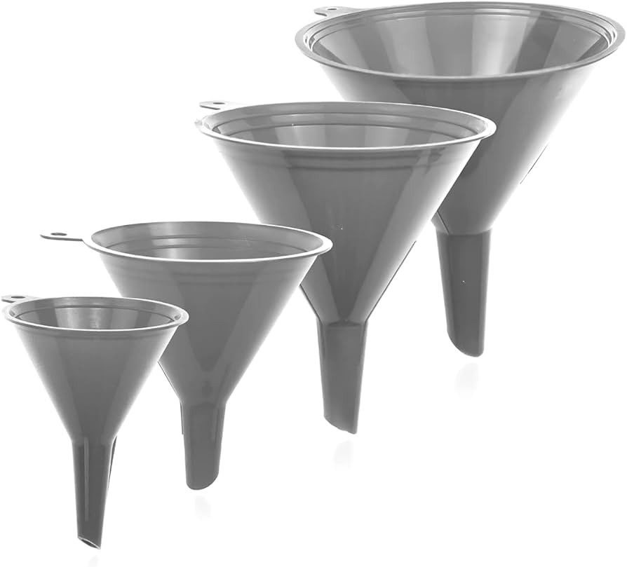 Funnel Gray in 4 Different Sizes (122, 101, 76 & 50mm) Durable & Non-Toxic Food Grade Plastic -Fu... | Amazon (US)