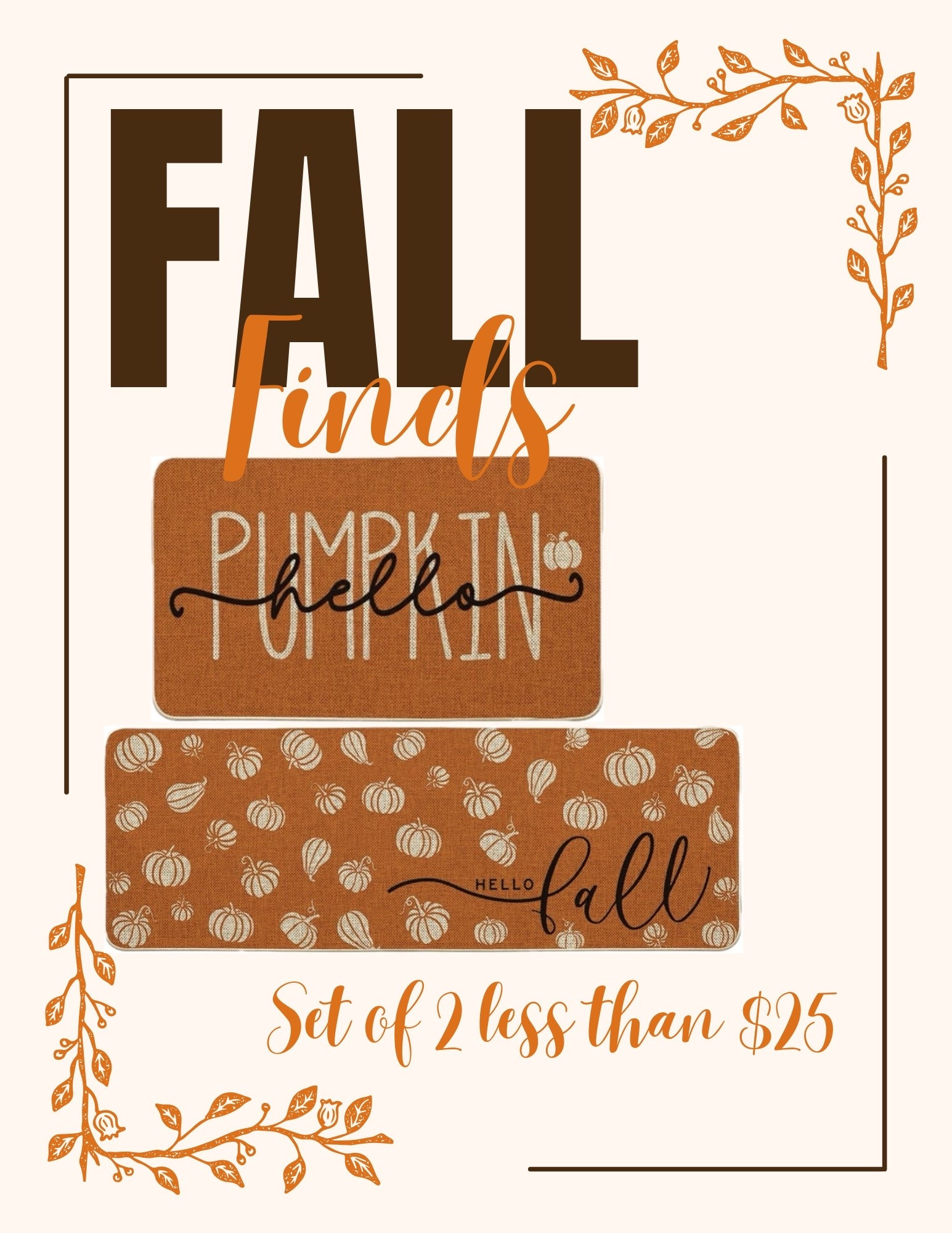 This set of 2 kitchen mats is the perfect Fall decor your floor needs. 

fall home decor, fall decor, autumn home decor, Amazon fall decor, cozy fall decor, farmhouse fall decor, neutral fall decor, modern fall decor, rustic fall decor, fall decorations for home, fall kitchen decor, fall living room decor, fall entryway decor, fall table decor, fall mantle decor, fall porch decor, pumpkin decor, faux pumpkins, fall candles, fall wreath, autumn wreath, fall throw pillows, cozy home decor, harvest decor, Thanksgiving decor, seasonal home decor, fall decorating ideas, cozy autumn home, Amazon home finds, Amazon home decor, affordable fall decor

#LTKSeasonal #LTKHome #LTKSaleAlert