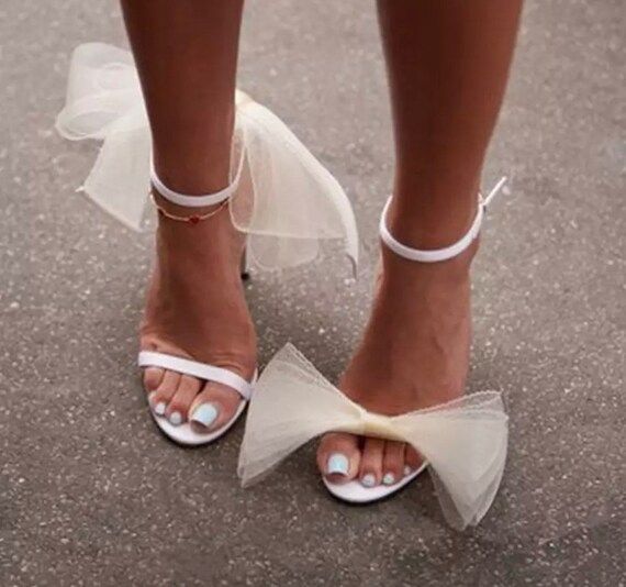 Wedding bridal designer heels pumps with bow | Etsy (US)