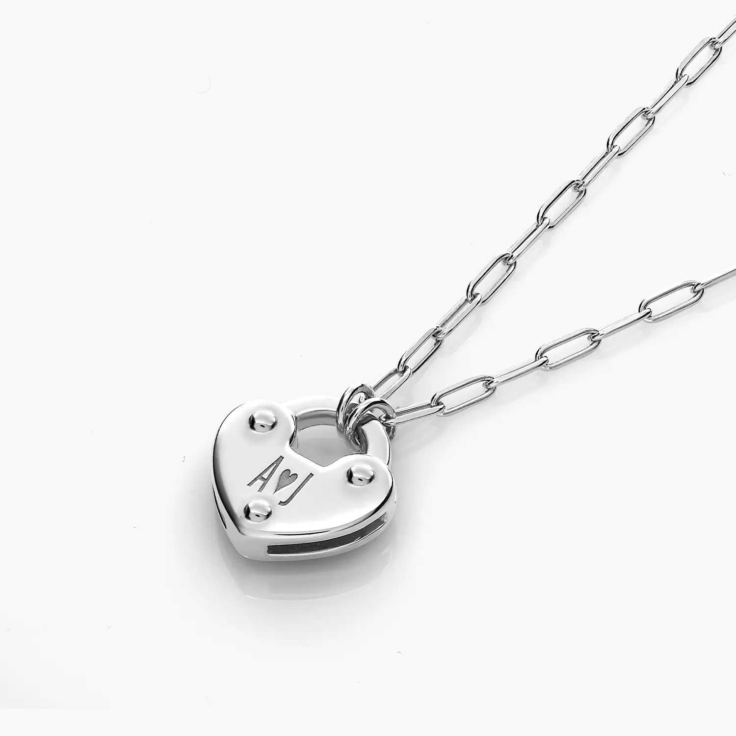 Heart Charm Lock Necklace - Silver | Oak & Luna (US)