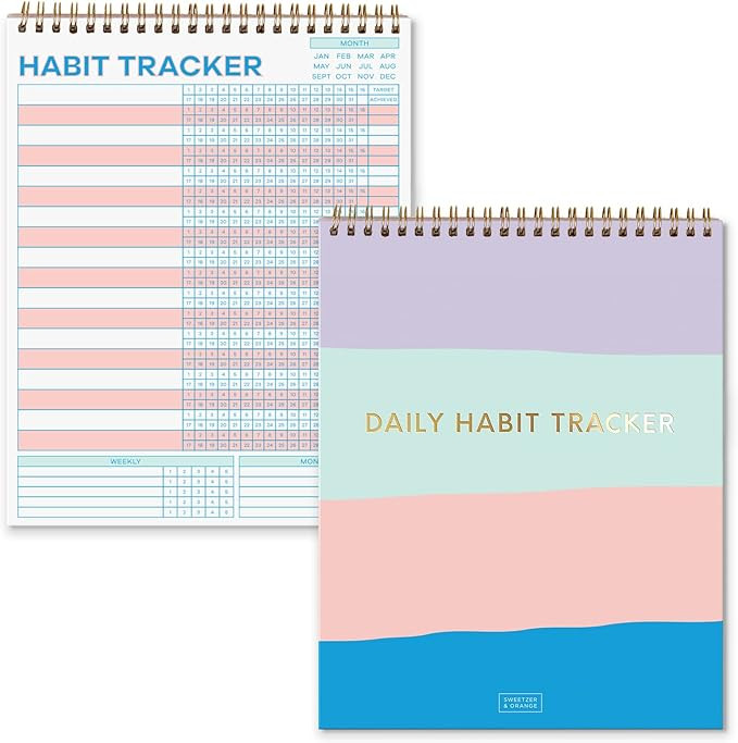 S&O Striped Habit Tracker Calendar - 24 Month Daily Habit Tracker Journal - Undated Habit Tracker... | Amazon (US)