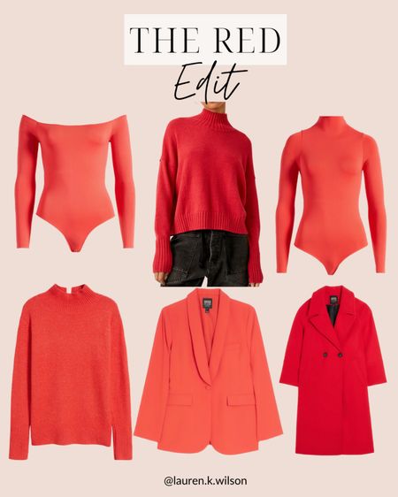 The red edit, bodysuit, sweater, blazer, coat, holiday Christmas 

#LTKHoliday #LTKSeasonal #LTKstyletip