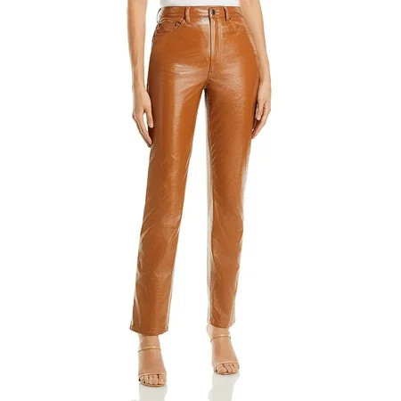 AFRM Womens Heston Faux Leather High Rise Straight Leg Pants | Walmart (US)