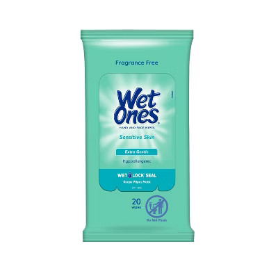 Wet Ones Sensitive Skin Hand and Face Wipes Travel Pack - Unscented - 20ct | Target