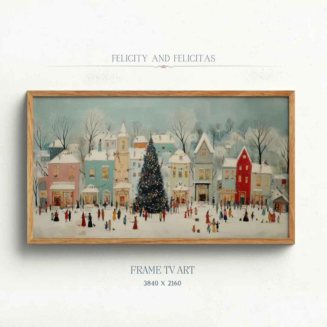 Christmas Town Samsung Frame TV Art Whimsical Winter House TV Screensaver Noel Season Home Decor ... | Etsy (US)