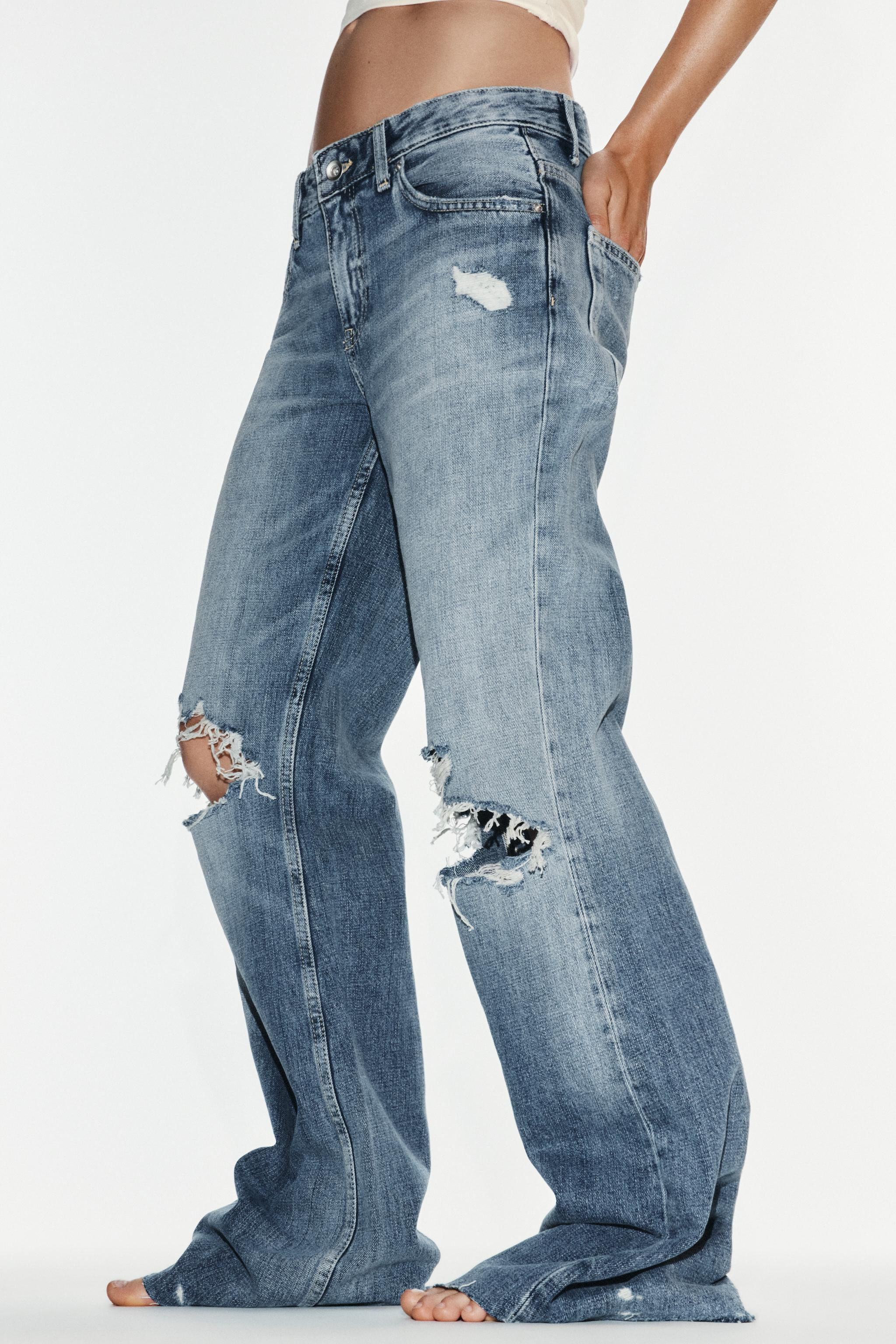 MID-RISE - FULL LENGTH. Mid-rise, five-pocket jeans. Feature washed fabric and distressed detaili... | Zara US