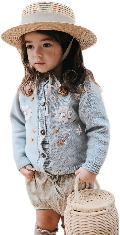 Simplee kids Baby Girl Thin Sweater Solid White Pink Cardigans for Toddler 0-3Years | Amazon (US)