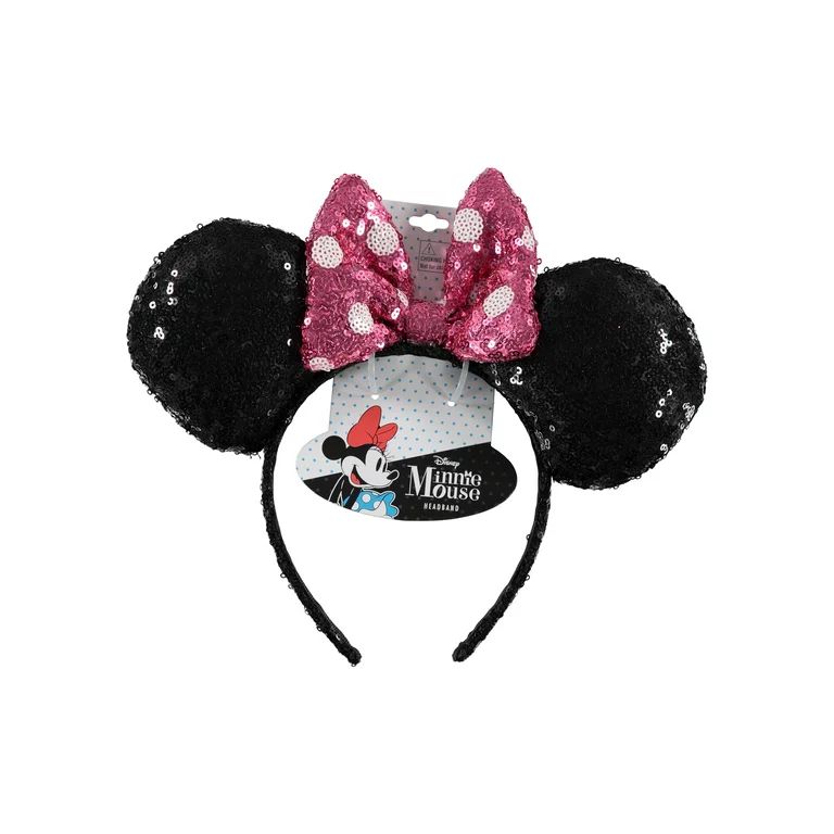 Minnie Mouse Ears Headband Polka Dot Bow Party Costume Accessory - Walmart.com | Walmart (US)