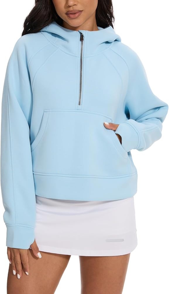 Womens Half Zip Pullover Hoodies Oversized Sweatshirts Cropped Long Sleeve Fall Outfits Fashion C... | Amazon (US)