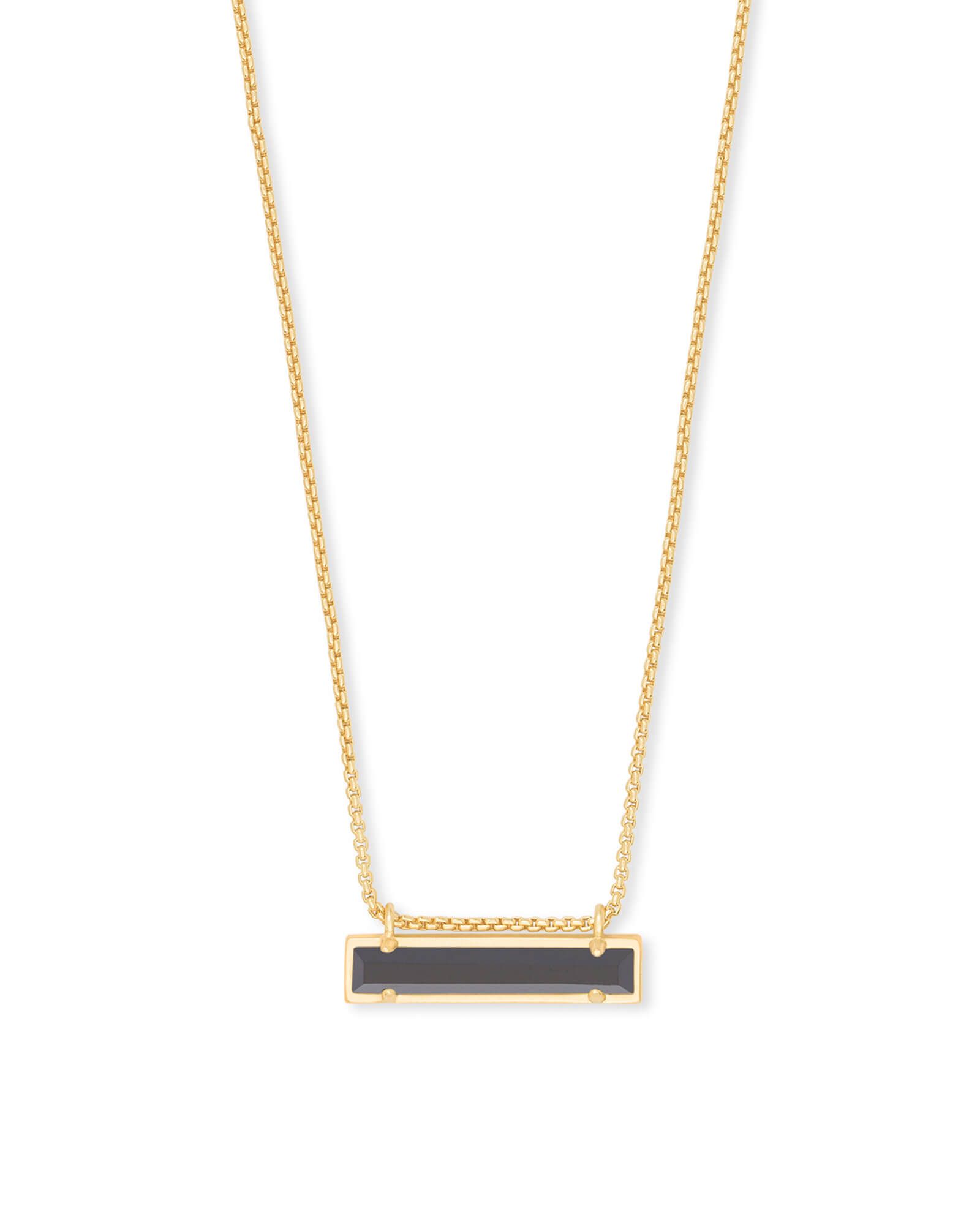 Leanor Gold Pendant Necklace in Black Opaque Glass | Kendra Scott