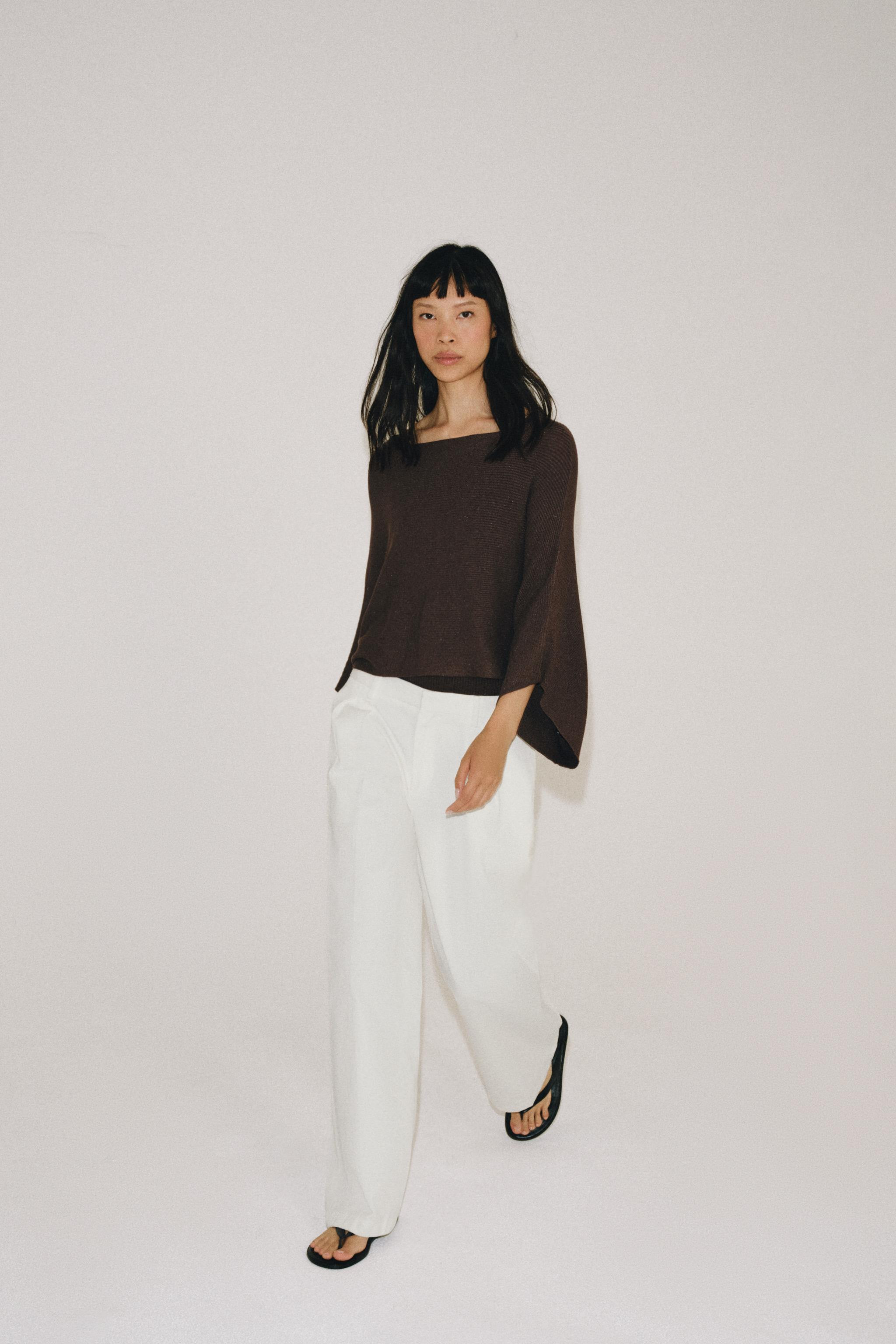 Cape style jumper with a boat neck and long sleeves. | Zara FR