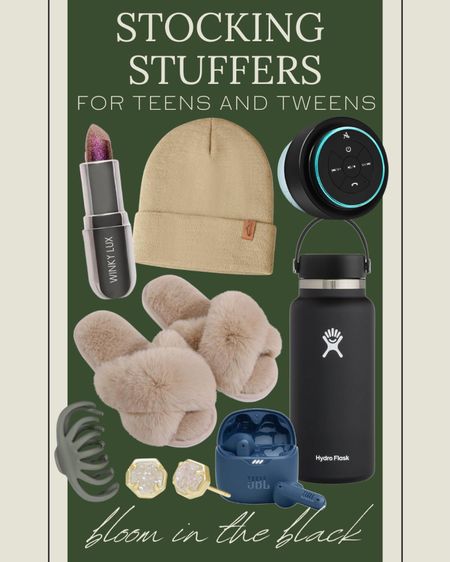Stocking stuffers for teens and tweens! Amazon, knit hat, fuzzy slippers, Bluetooth speaker, lipstickk

#LTKGiftGuide #LTKHoliday