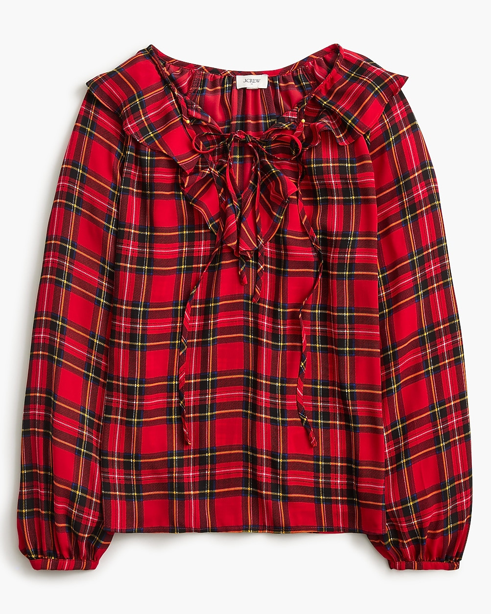 Tartan ruffle tie-front top | J.Crew Factory