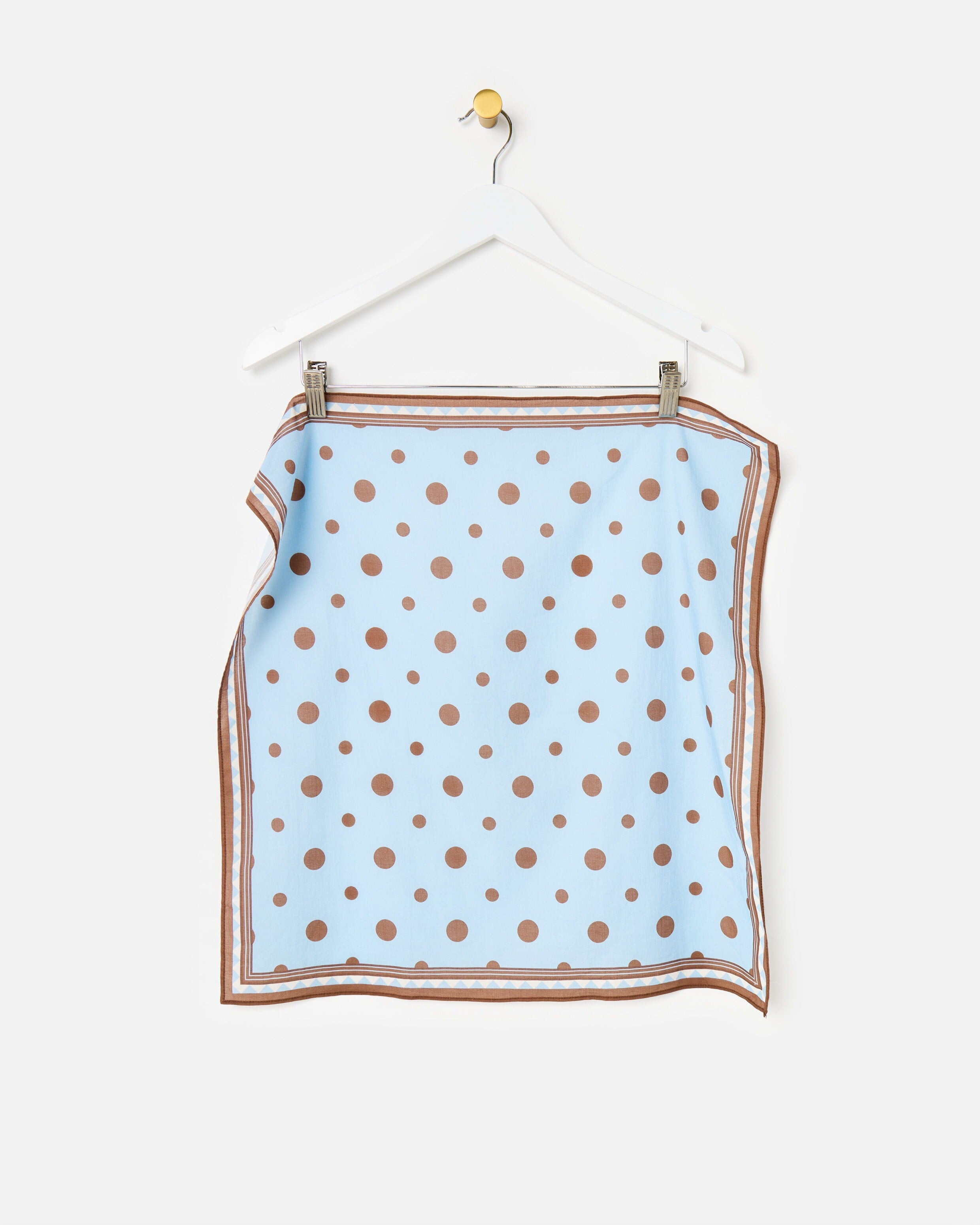 Light Blue & Brown Polka Dot Cotton Square Scarf | Oliver Bonas (Global)