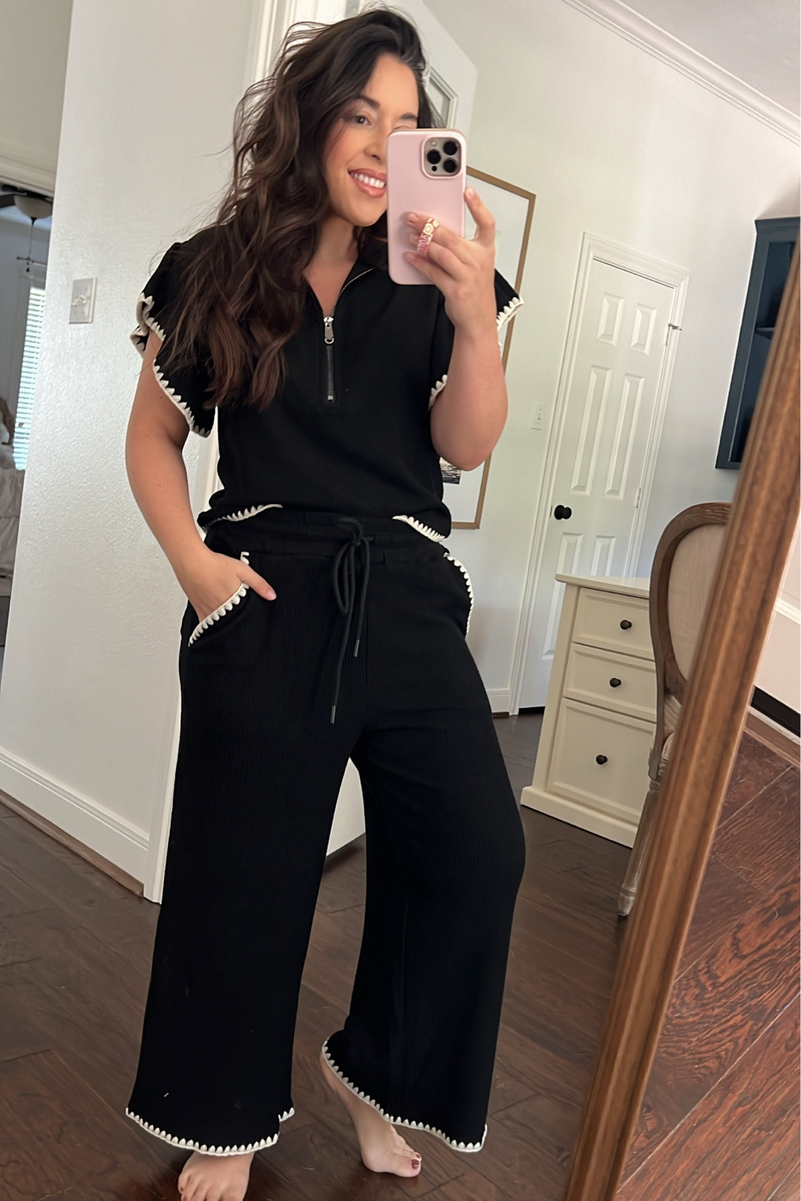 Comfortable and cozy two-piece set. Short sleeve fluttered sleeves perfect for fall and travel

#LTKTravel #LTKSeasonal