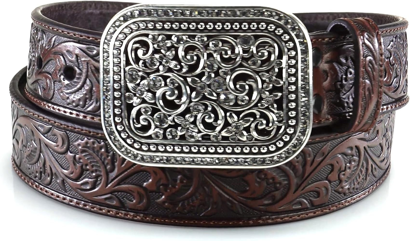 ARIAT Women's Rhinestones Embossed Leather Belt | Amazon (US)