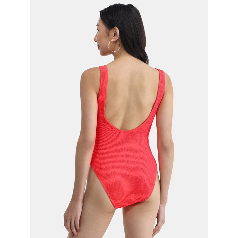 No Boundaries Women's Herringbone Crinkle One Piece Swimsuit, Sizes XXS-XXL | Walmart (US)