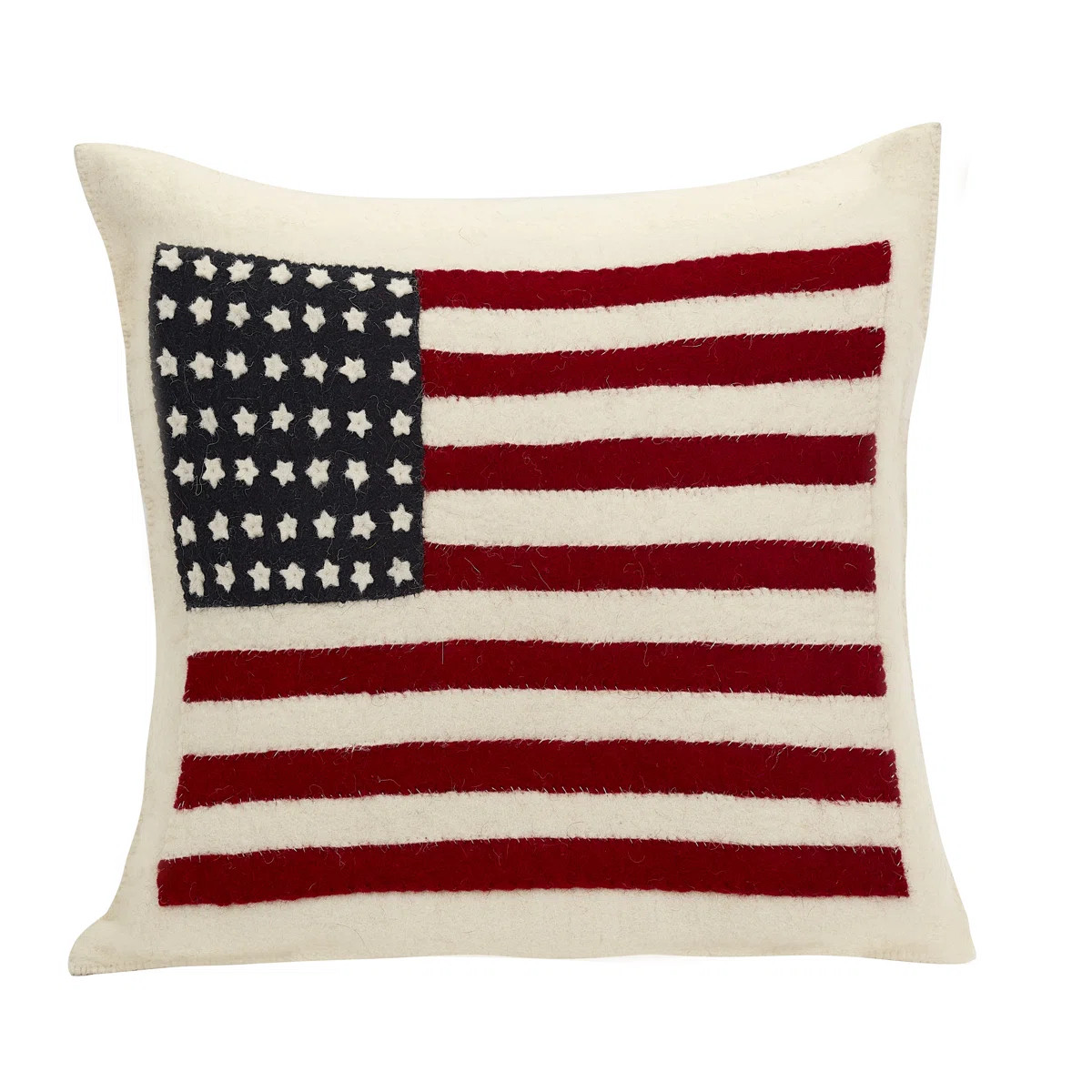 American Flag Hand Felted Wool Pillow - Cream -20" | Wayfair North America