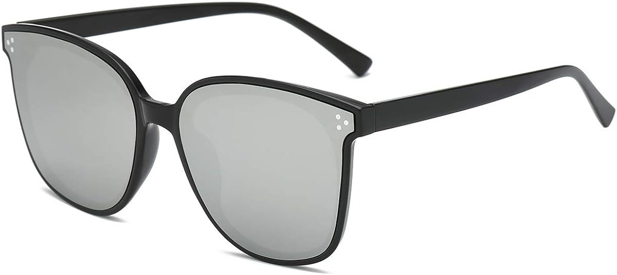 LKEYE Unique Retro Oversized Unisex Flat Mirrored Lens Sunglasses Designer Style LK1802 | Amazon (US)