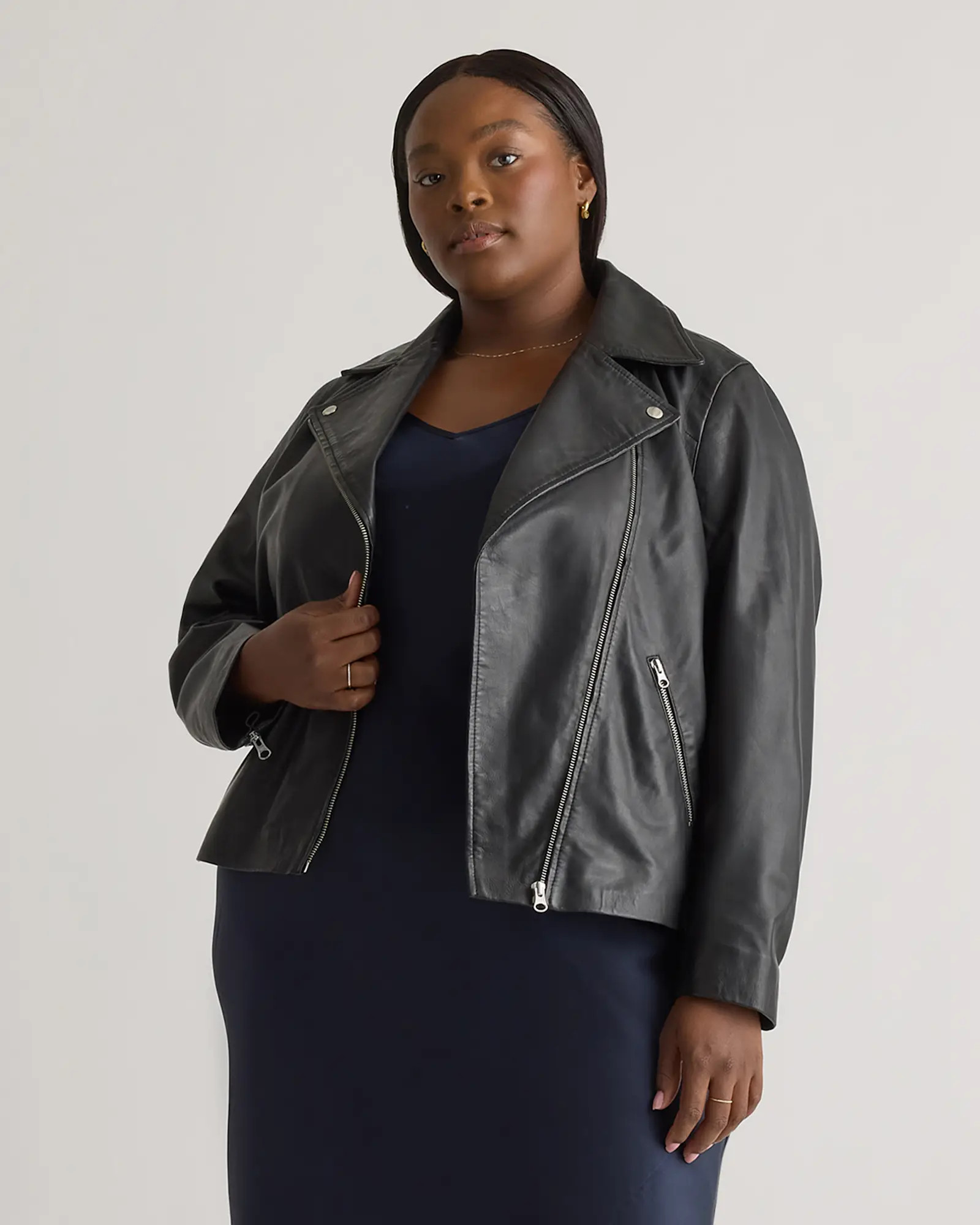 100% Washed Leather Biker Jacket | Quince