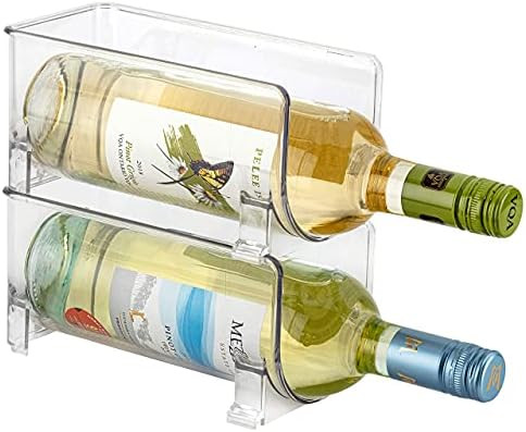 JINAMART (Set of 2) Wine Bottle Organizer Stackable Clear Plastic Wine Rack Holder for Fridge Pan... | Amazon (CA)