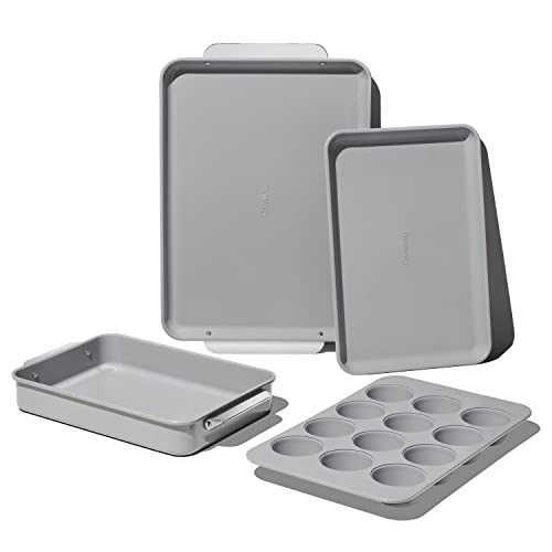 Caraway Nonstick Ceramic Bakeware Set (5 Pieces) - Baking Sheets, Assorted Baking Pans & Storage - Aluminized Steel Body - Non Toxic, PTFE & PFOA Free - Gray | Amazon (US)