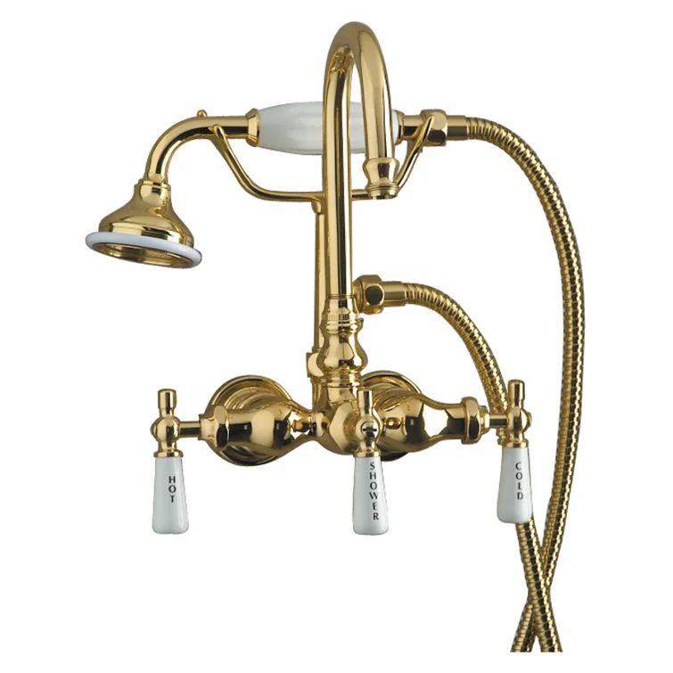 4022-PL-PB Triple Handle Wall Mounted Clawfoot Tub Faucet | Wayfair North America