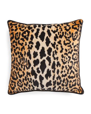 Made In USA 22x22 Velvet Leopard Pillow With Cording | TJ Maxx