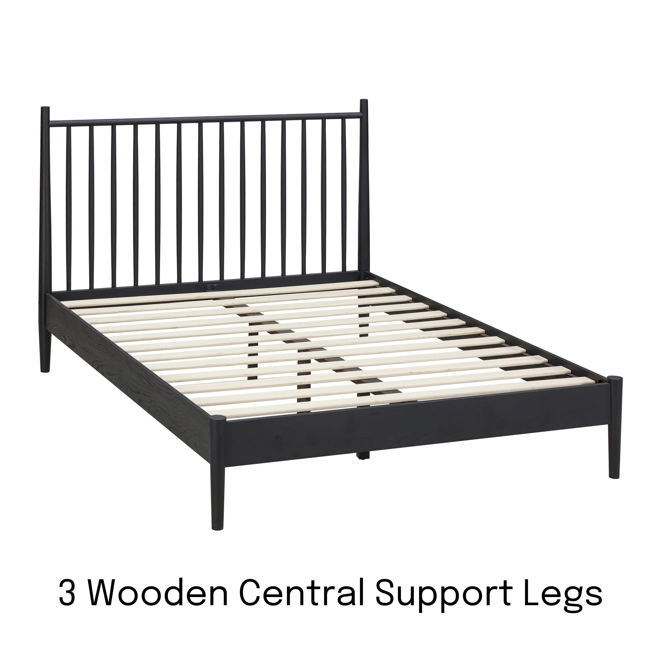 Inno Solid Wood Bed Frame with Spindle Headboard and Silent Slats, 1000 lb Capacity | Wayfair North America