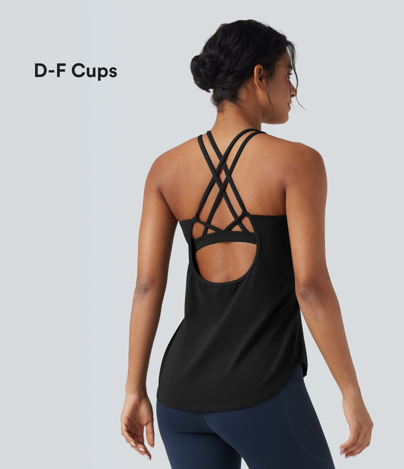 Women’s Halara UltraSculpt™ Round Neck Crisscross Back Running Tank Tops D-F Cups - Halara | HALARA