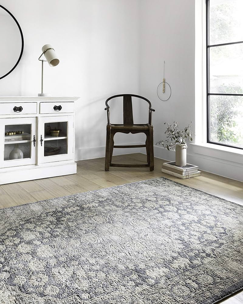 Loloi II Teagan Collection TEA-01 Denim / Mist 2'-8" x 4', .25" Thick, Accent Rug, Soft, Durable,... | Amazon (US)