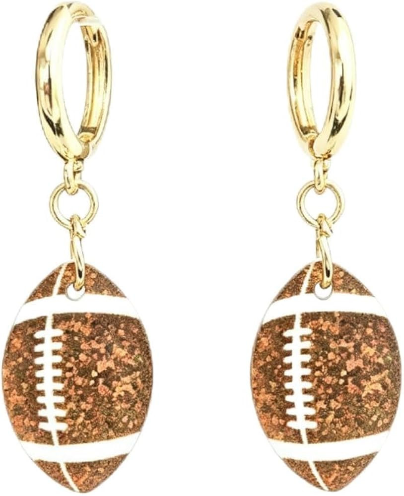 Glitter Acrylic Baseball Football Basketball Soccer Hoop Earrings Handmade Shiny Game Day Sports ... | Amazon (US)