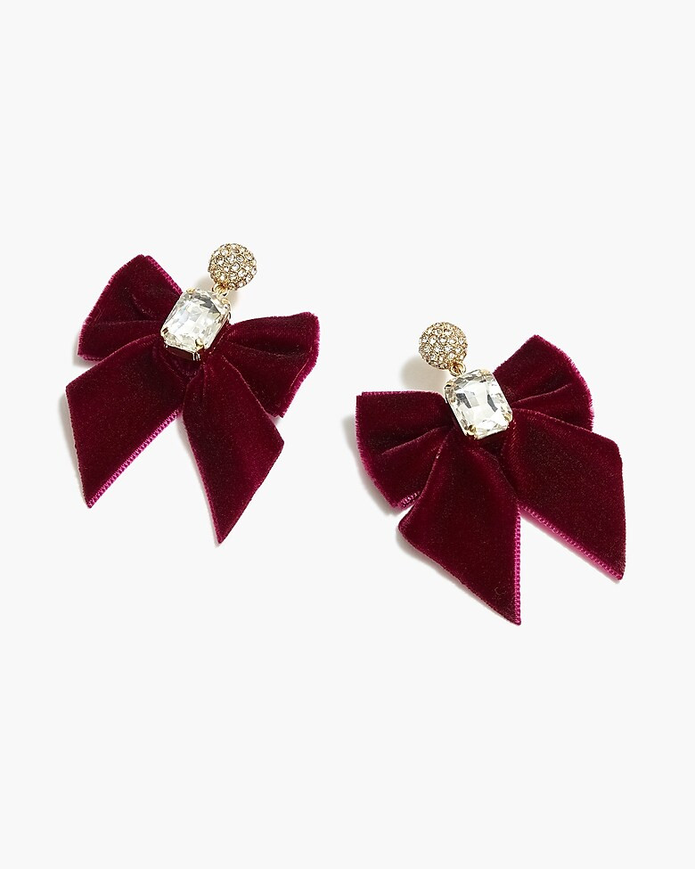 Velvet bow crystal statement earrings | J.Crew Factory