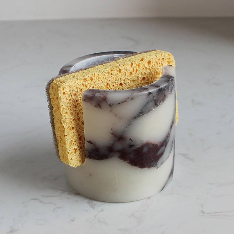 Natural Calacatta Viola Marble Sponge Holder for Kitchen Counter, Drying Rack, Sponge Caddy for S... | Amazon (US)