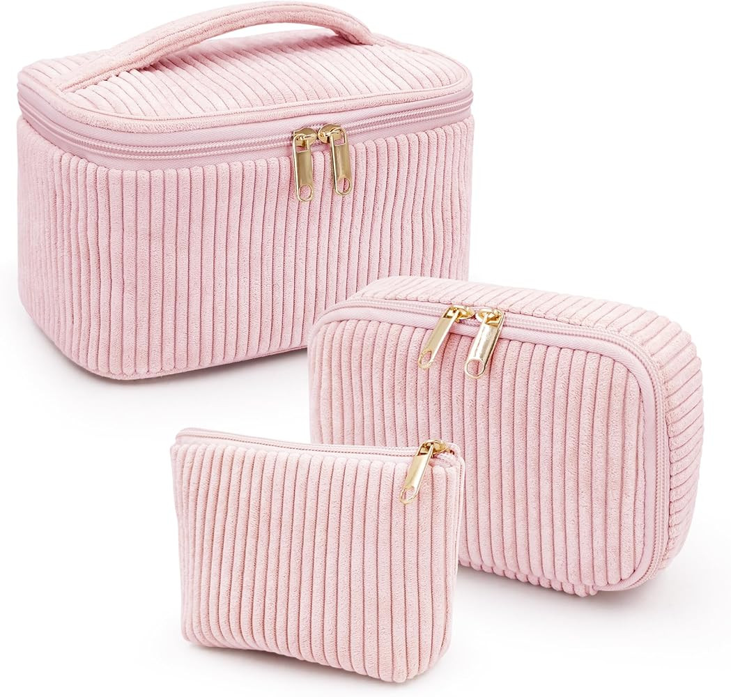 beifon 3er Set Kosmetiktasche Kulturtasche Damen mit Blumenmuster, Kulturbeutel Make Up Tasche, T... | Amazon (DE)