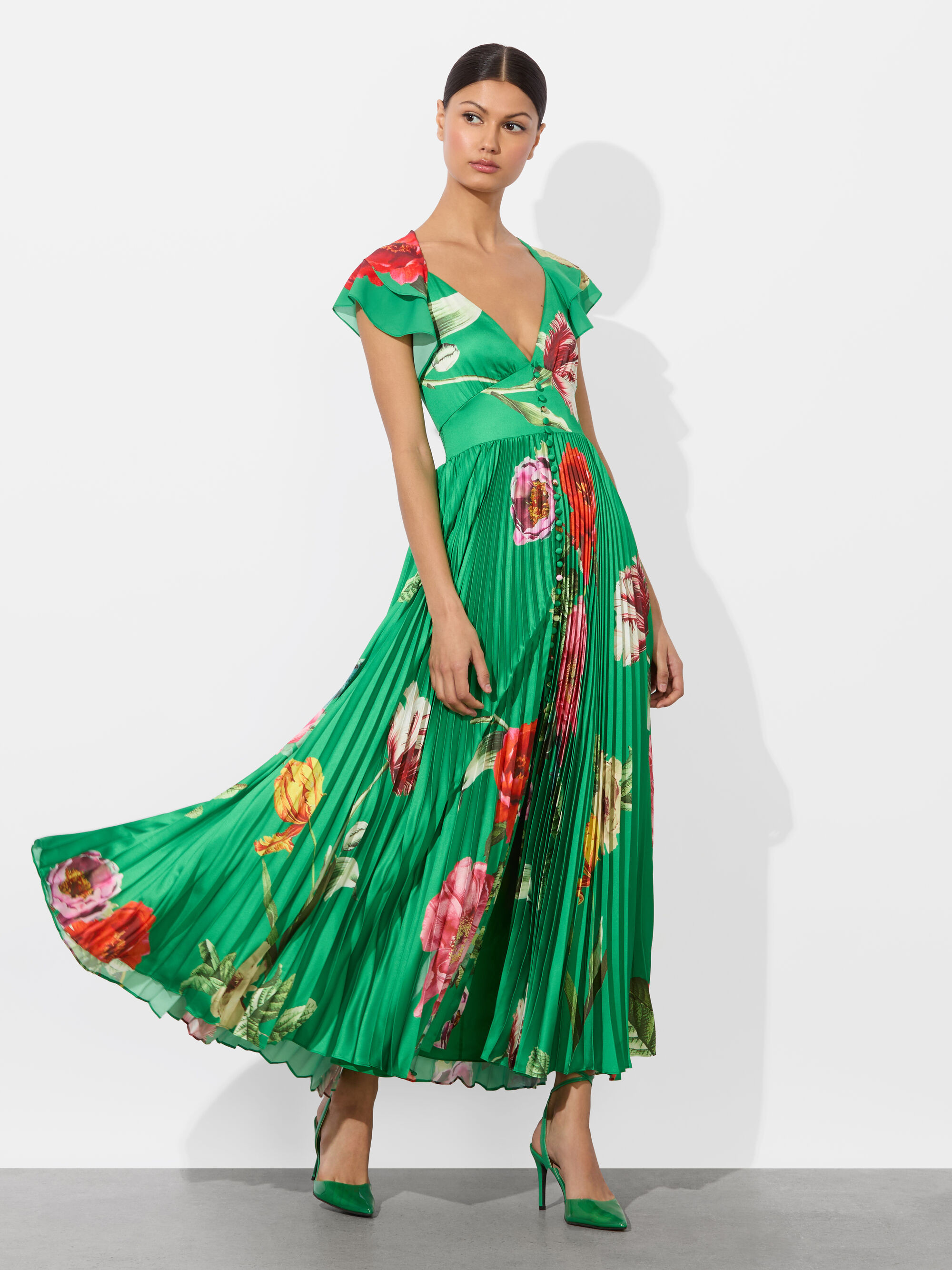 HALIA PLEATED MIDI DRESS | Alice + Olivia