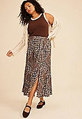Plus Size Patchwork Print Front Slit Midi Skirt | Maurices