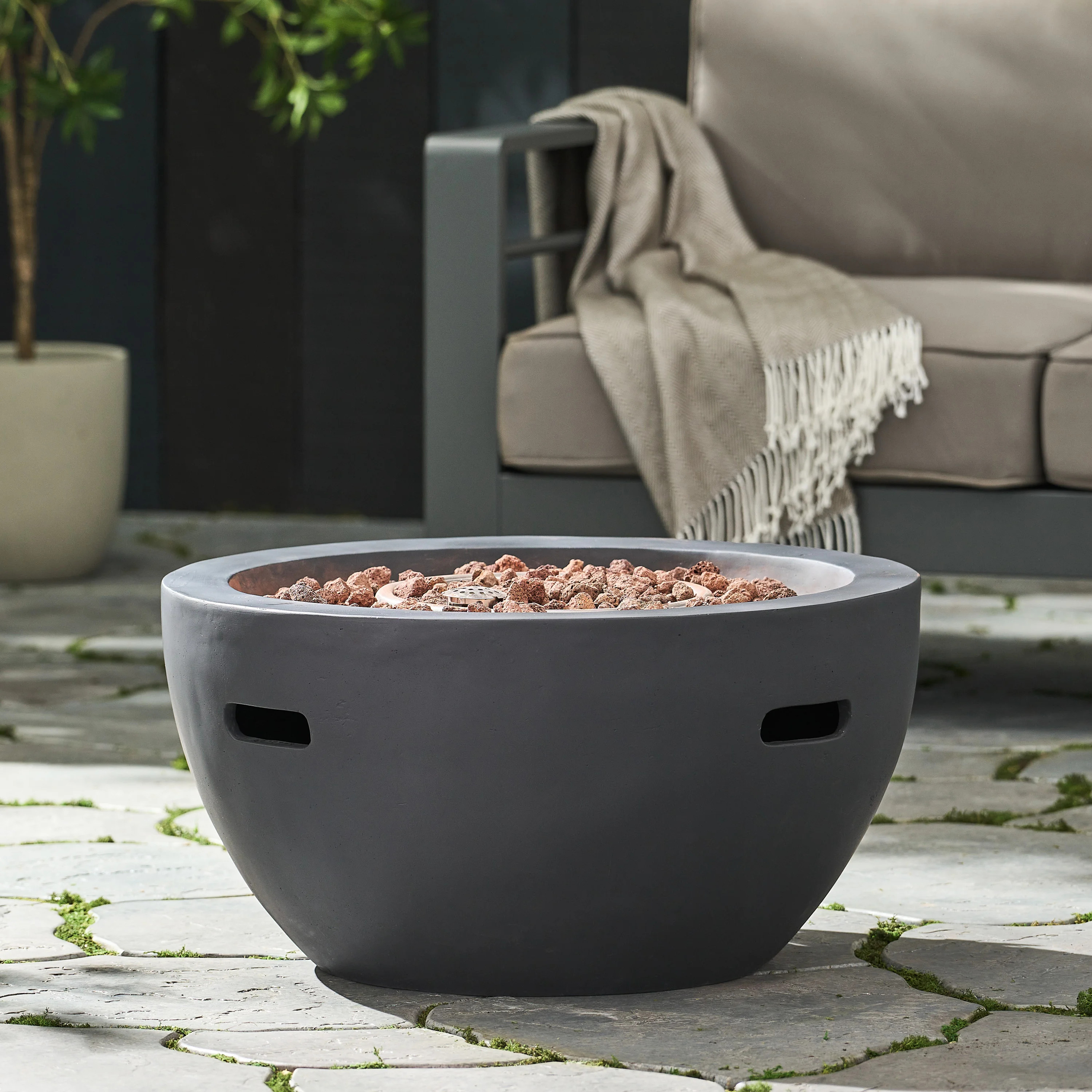 Ameliya 13.25" H Concrete Propane Outdoor Fireplace | Wayfair North America