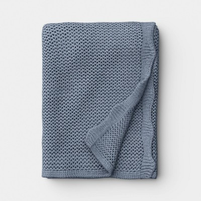 Knit Throw with Scalloped Edge Chicory Blue - Threshold™ | Target