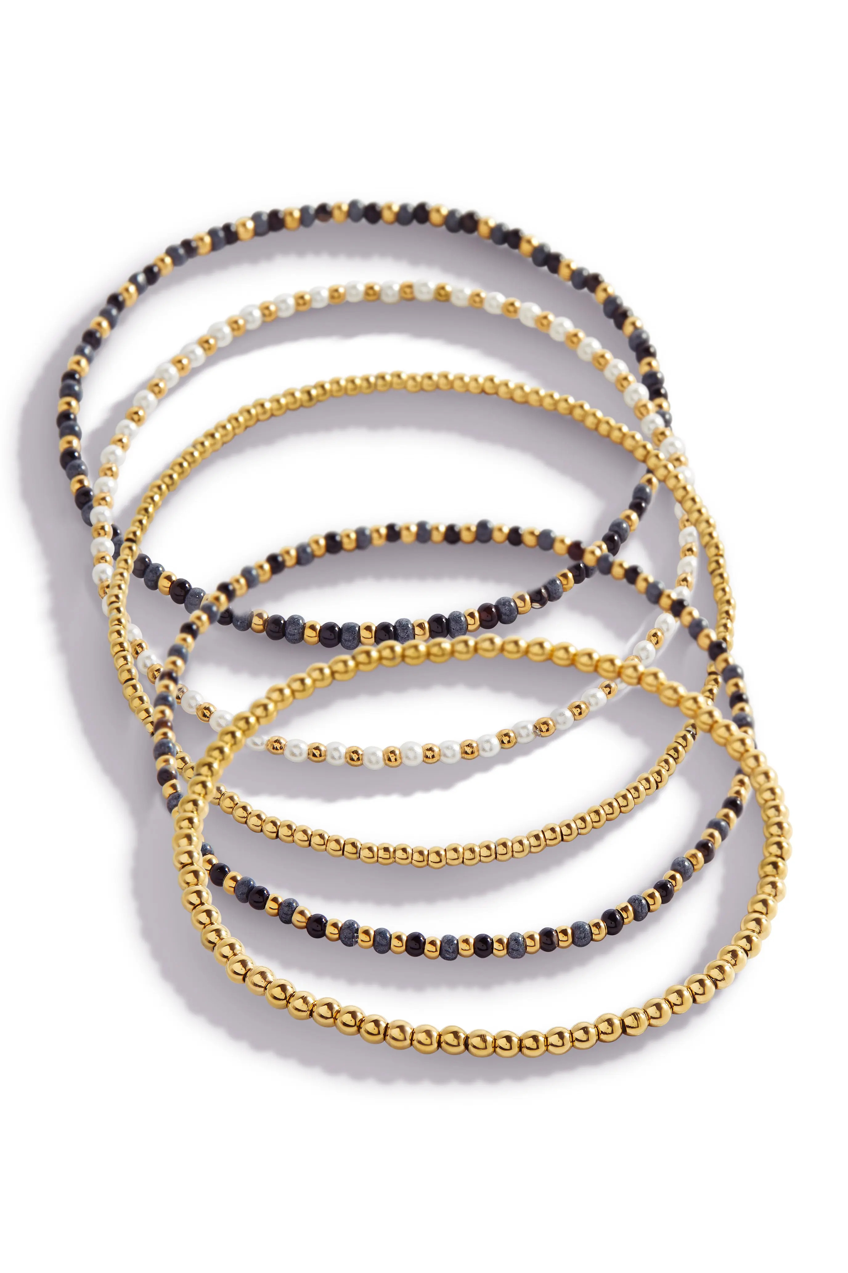 Mint & Lily Weather the Storm Beaded Stacking Set Bracelet in 18K Gold Plated at Nordstrom, Size 7.5 | Nordstrom