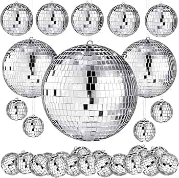 20 Pcs Christmas Hanging Mirror Disco Ball Ornaments Assorted Mini Glass Disco Balls Decoration D... | Amazon (US)