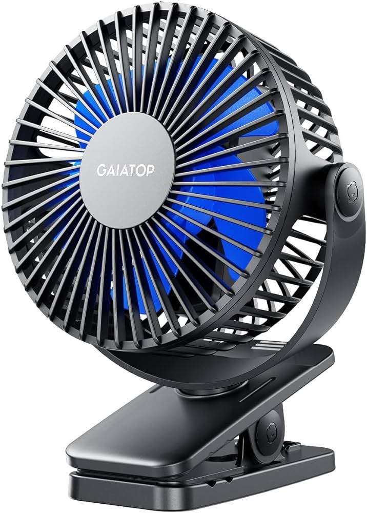 Gaiatop Portable Clip on Fan Battery Operated, Small Powerful USB Desk Fan, 3 Speed Quiet Recharg... | Amazon (US)