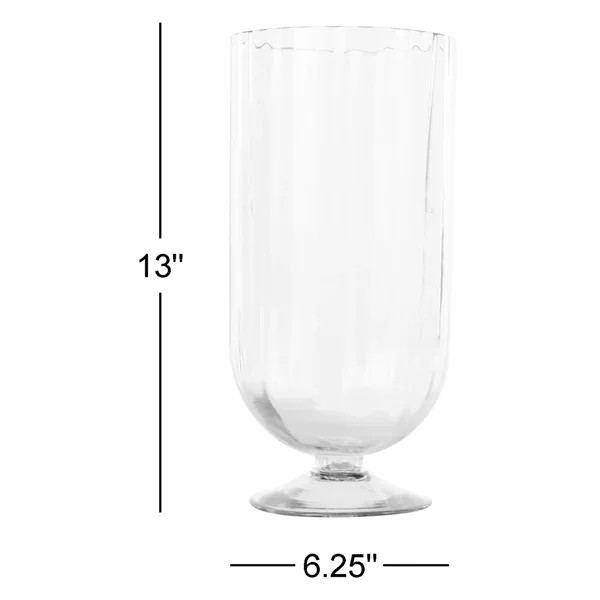 Perry And Grey Glass Ribbed Candle Holder With Elevated Base | Wayfair North America